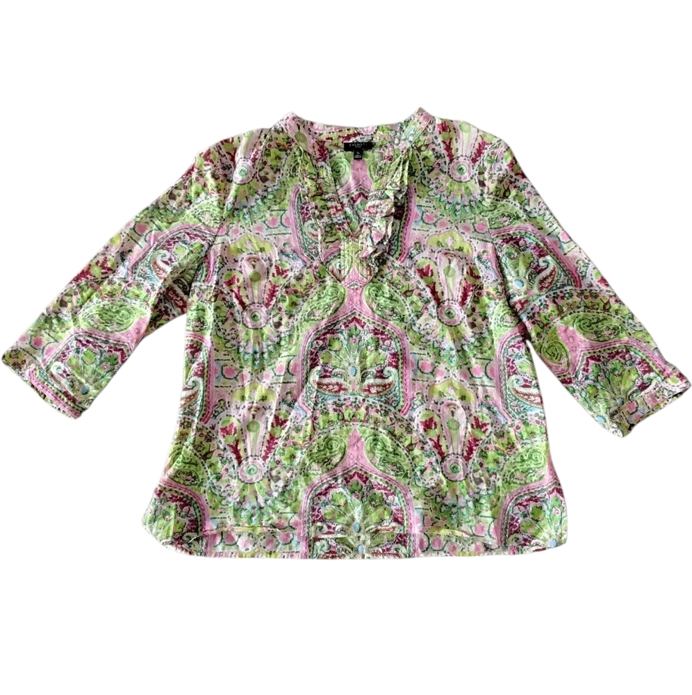 Talbots Top Womens Petite Small Boho Cottagecore Prairie Coquette Hippie 70s